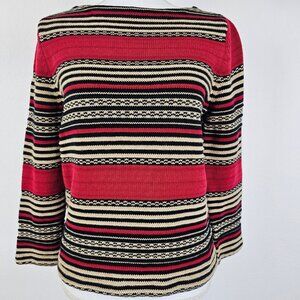 Ralph Lauren Sweater Womens Small Red Black White Fair Isle Native Stripe Knit
